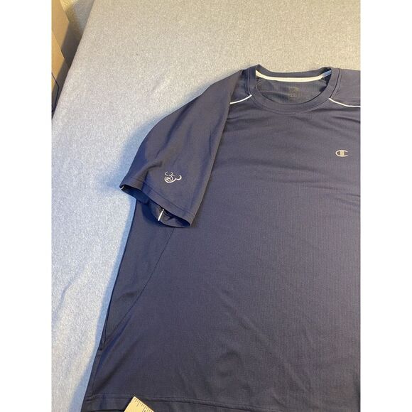 Champion‎ Dry Fit Shirt Mens Size XXL  Adult Blue Short Sleeve Reflective Tee - Picture 6 of 7